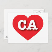 California Red Heart - Ik hou van CA Briefkaart (Voorkant / Achterkant)
