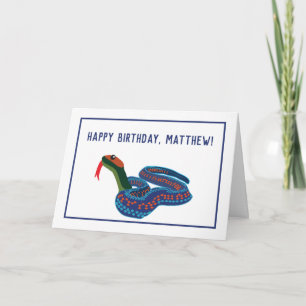 California Red Sided Garter Snake Birthday Card Kaart