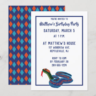 California Red Sided Garter Snake Birthday Party Kaart