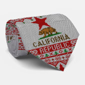 California Republic Bear on Christmas Ugly Sweater Stropdas (Opgerold)