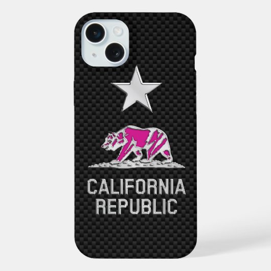 CALIFORNIA REPUBLIC Chrome op koolstofvezel iPhone Hoesje (Achterkant)