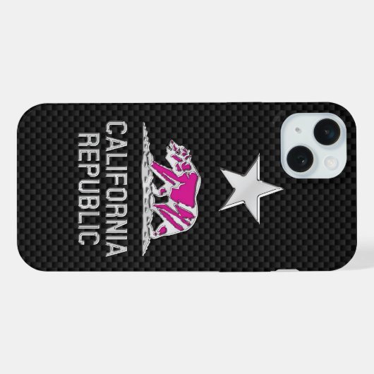 CALIFORNIA REPUBLIC Chrome op koolstofvezel iPhone Hoesje (Achterkant horizontaal)