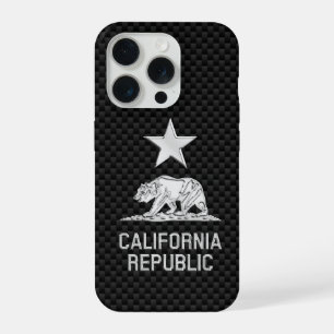 CALIFORNIA REPUBLIC Chrome op koolstofvezel Print iPhone 15 Pro Case