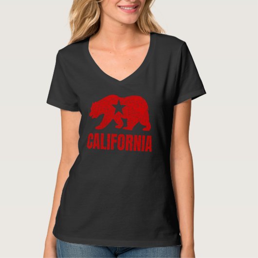 California Republic Distressed Bear Design T-shirt (Voorkant)