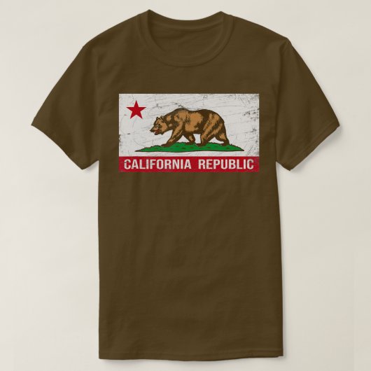 California Republic Flag CA Distress Design C T-shirt (Design voorkant)