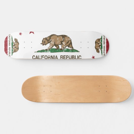 California Republic Flag Distress Persoonlijk Skateboard (Horizontaal)