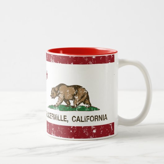 California Republic Flag Placerville Tweekleurige Koffiemok (Rechts)