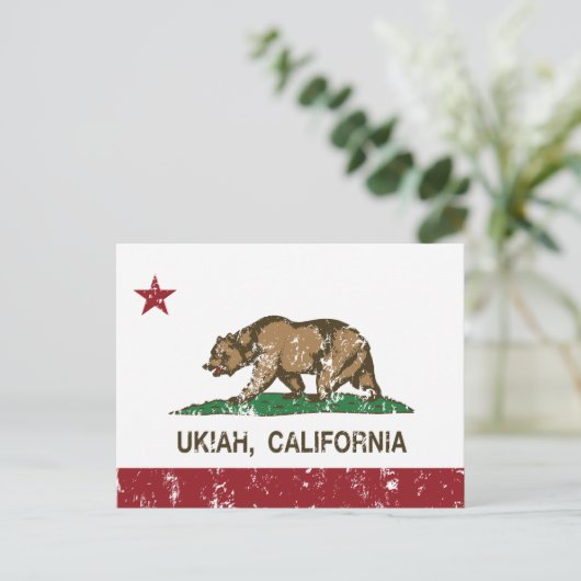 California Republic Flag Ukiah Briefkaart (Staand voorkant)