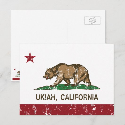 California Republic Flag Ukiah Briefkaart (Voorkant / Achterkant)
