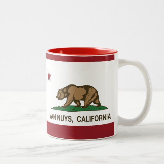 California Republic Flag Van Nuys Tweekleurige Koffiemok (Rechts)