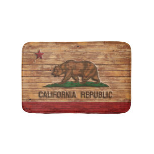 California Republic Flag Wood Design Badmat