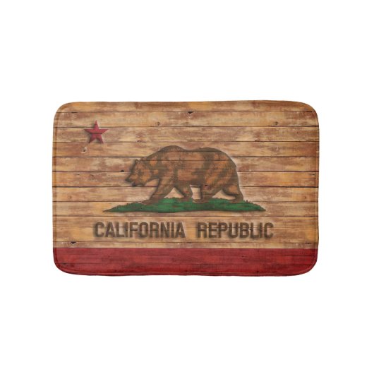 California Republic Flag  Wood Design Badmat (Voorkant)