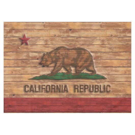 California Republic Flag Wood Design Tafelkleed (Voorkant (Horizontaal))