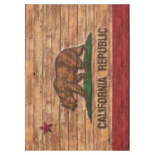 California Republic Flag Wood Design Tafelkleed (Voorkant)