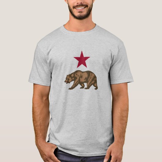 California Republic Grizzly Beer and Star T-shirt (Voorkant)