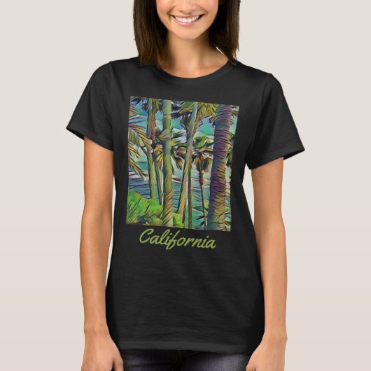 California Republic Palm Trees Cali Vibes Californ T-shirt (Voorkant)