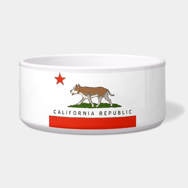 California Republic Pitbull Dog Bowl Voerbakje (Voorkant)
