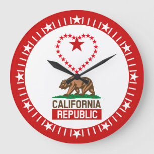 California Republic Red Star Love Dial Decor on a Grote Klok