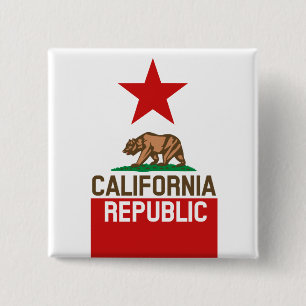 CALIFORNIA REPUBLIC Staatsvlag Rode Ster Ontwerp Vierkante Button 5,1 Cm