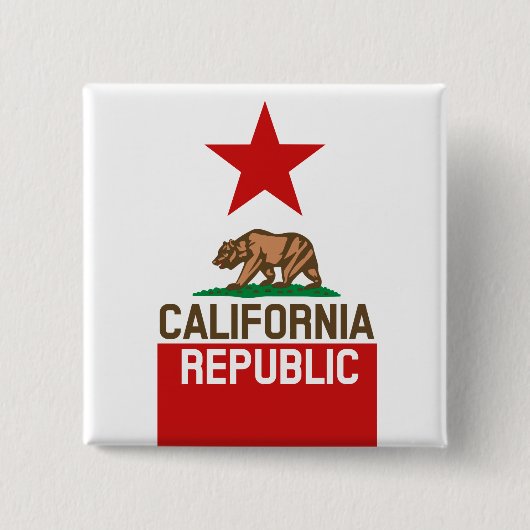 CALIFORNIA REPUBLIC Staatsvlag Rode Ster Ontwerp Vierkante Button 5,1 Cm (Voorkant)