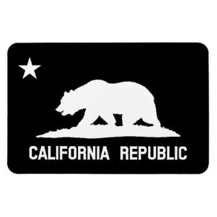 California Republic State Flag Black/White Magnet Magneet