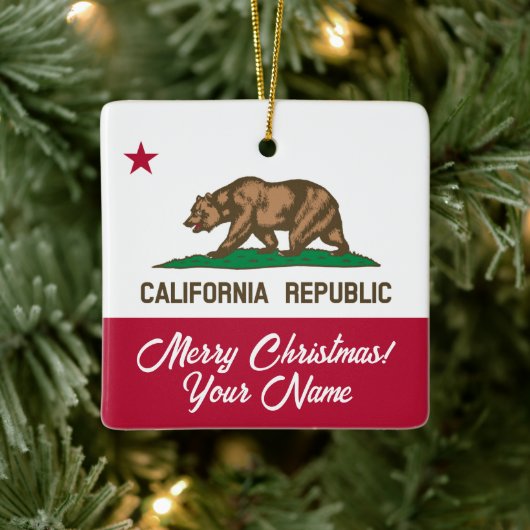 California Republic state flag custom Christmas Keramisch Ornament (Boom)
