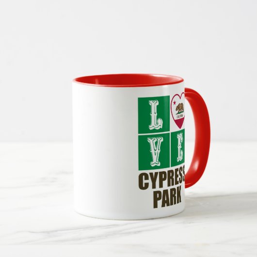 California Republic State Flag Heart Cypress Park Mok (Voorkant rechts)