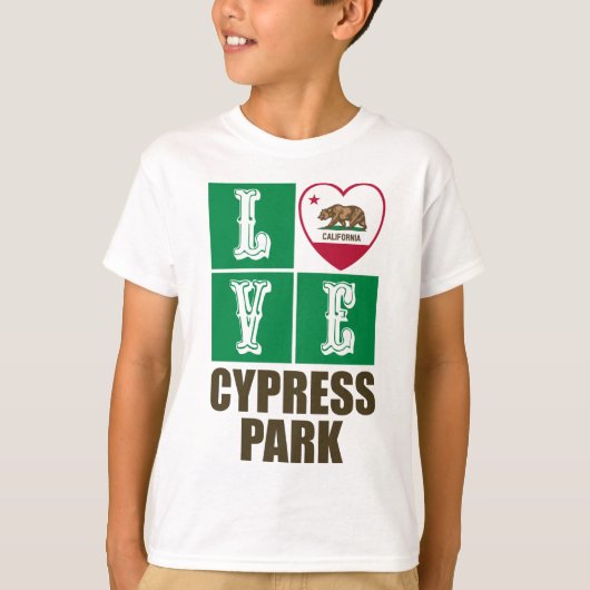 California Republic State Flag Heart Cypress Park T-shirt (Voorkant)