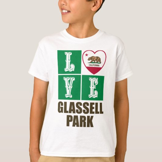 California Republic State Flag Heart Glassell Park T-shirt (Voorkant)