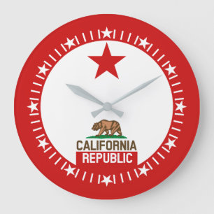 California Republic State Flag Large Star Dial Grote Klok