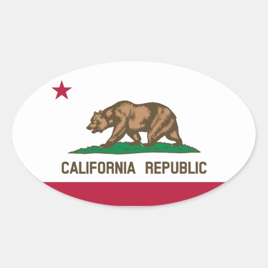 California Republic State Flag, Verenigde Staten Ovale Sticker (Voorkant)