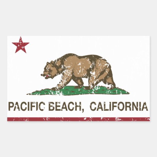 California - RePublic-vlag - Pacific Beach Rechthoekige Sticker (Voorkant)