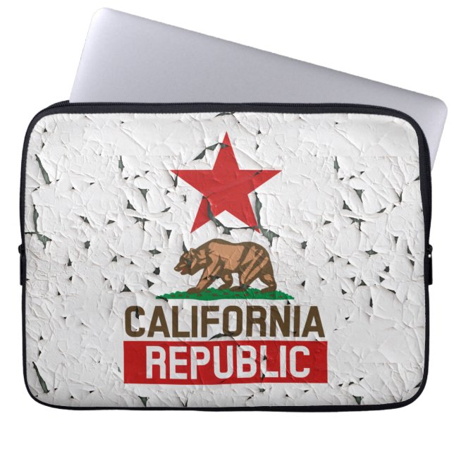 California Republiek Afbladderende Verf Stijl Laptop Sleeve (Voorkant)