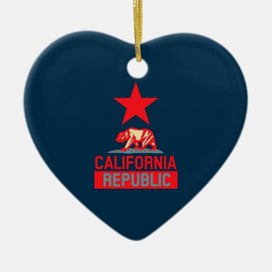 California Republiek in rode en blauwe stijl decor Keramisch Ornament (Voorkant)