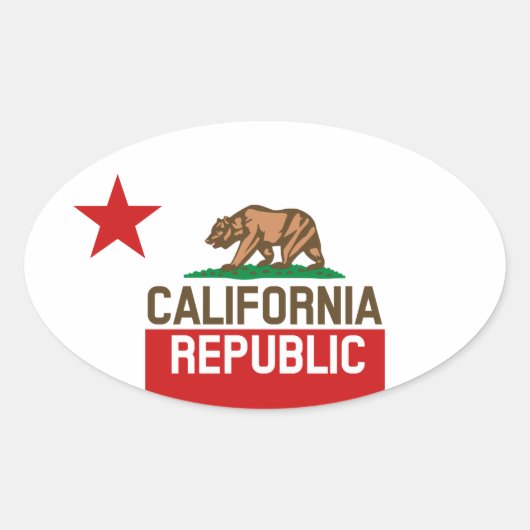 CALIFORNIA REPUBLIEK Vlag groot Star-ontwerp Ovale Sticker (Voorkant)