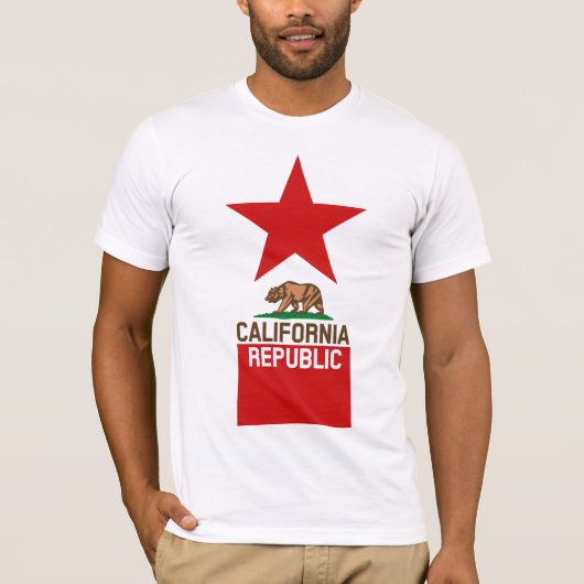 CALIFORNIA REPUBLIEK Vlag groot Star-ontwerp T-shirt (Voorkant)