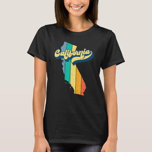 California Retro 70s Stripes Silhouette Di T-shirt (Voorkant)