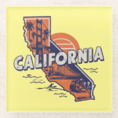 California Retro State Silhouet Glazen Onderzetter (Voorkant)
