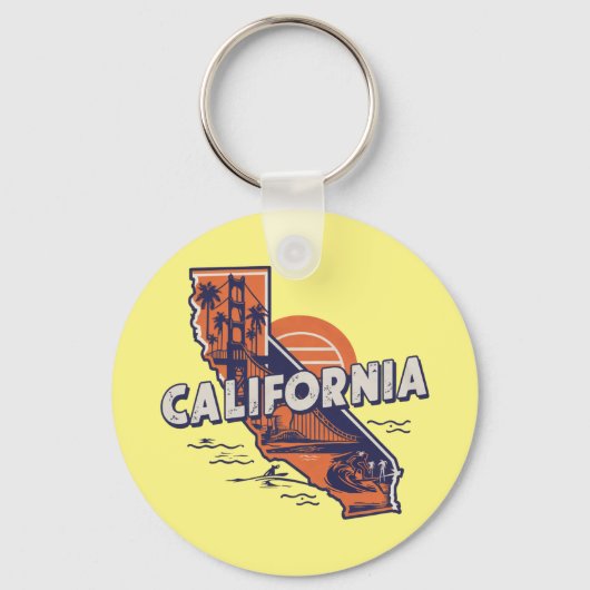 California Retro State Silhouet Sleutelhanger (Voorkant)