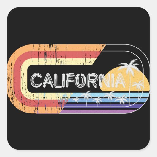 California Retro Streetkleding Style Vierkante Sticker (Voorkant)