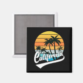 California Retro Sunset en Palm Trees Magnet (Voorkant / Achterkant)