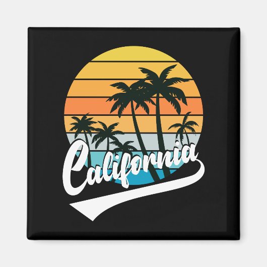 California Retro Sunset en Palm Trees Magnet (Voorkant)