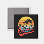 California Retro Sunset en Palm Trees Magnet (Voorkant / Achterkant)