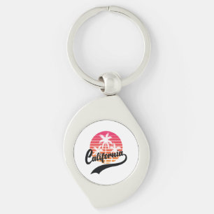 California Retro Sunset Metal Sleutelhanger