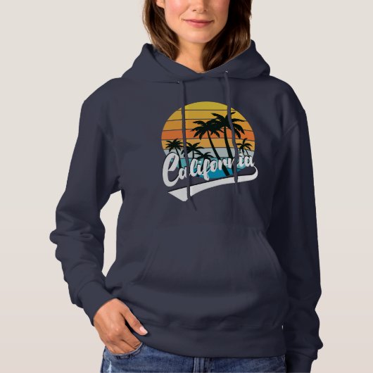 California Retro Sunset Navy Women's Hoodie (Voorkant)