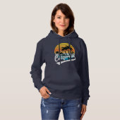 California Retro Sunset Navy Women's Hoodie (Voorkant volledig)