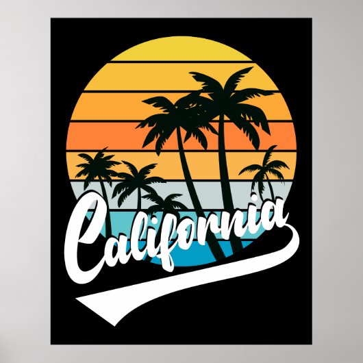 California Retro Sunset Poster (Voorkant)