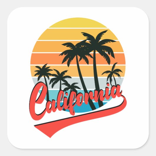 California Retro Sunset Sticker (Voorkant)