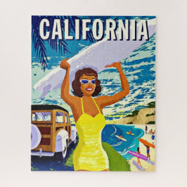 California Retro Surfer Girl Puzzle Legpuzzel