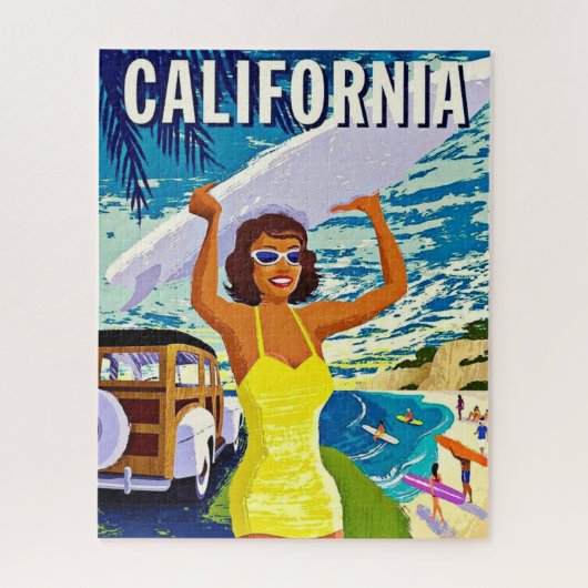 California Retro Surfer Girl Puzzle Legpuzzel (Verticaal)